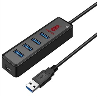 KAWAU H302-100CM Magnetic Design USB Splitter Multi USB Port Expander with Micro-B Charging Port 4-port USB 3.0 Hub with 100cm Cable