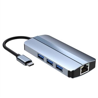 Multi-Port USB 3.0 Hub Adapter 6 in 1 USB3.0 Extender Type-C Docking Station with 3 x USB 3.0