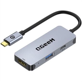 QGEEM UH03-1 3 in 1 Docking Station Multifunction Type-C Hub Adapter USB-C to HD / PD 100W / USB Converter