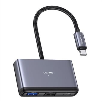 USAMS US-SJ628 Type-C to USB3.0 + USB2.0 + PD 60W + TF + SD 5-in-1 Hub Extension Dock - Dark Grey