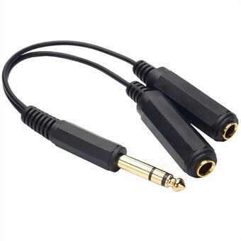 JUNSUNMAY 0.2m 1-to-2 6.35mm Male to Female 6.35mm Stereo Audio Jack Y Splitter Adapter Cable