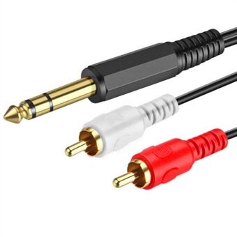 JUNSUNMAY 6.35mm 1 / 4 Inch Male Stereo Plug to 2 RCA Male Audio Y-Splitter Cable Gold-Plated Connector Wire Cord, 0.2m