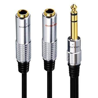 JUNSUNMAY 0.2m 1 / 4 Inch 6.35mm 1-to-2 Male to Female Stereo Audio Jack Y Splitter Adapter Cable