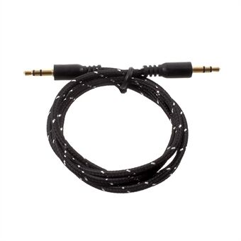 3.5mm Male to Male Woven Stereo Aux Audio Cable for PC iPhone MP3 MP4 - Black