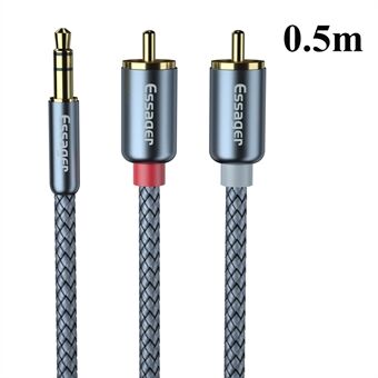 ESSAGER 3.5mm to 2-Male RCA Adapter Audio Stereo Cable 0.5m