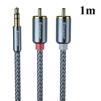 ESSAGER 3.5mm Male to 2RCA Male Stereo Audio Nylon Braided Cable 1m