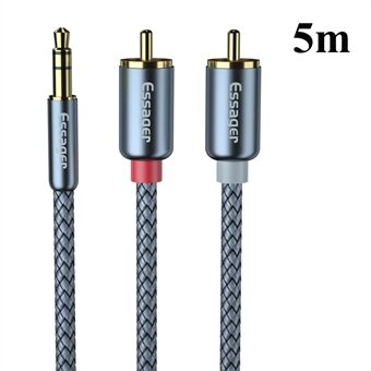 ESSAGER 3.5mm to 2-Male RCA Adapter Audio Cable Nylon Braided Cord 5m