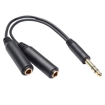 Stereo 6.35mm Extension Audio Cable 1 Male to 2 Female Headphone Headset Splitter 20cm