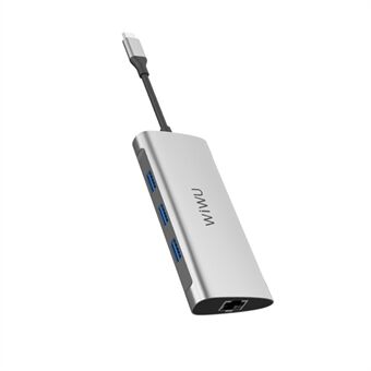 WIWU Alpha A631 6 in 1 USB-C Hub Type-C to 3xUSB3.0+SD Card+Micro SD Card+RJ45 Adapter