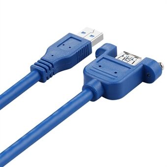 0.3m USB 3.0 Male to Female Extension Cable with Screw Hole Lock Panel Mount Cable for PC Laptop