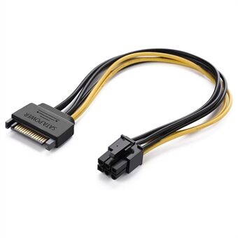 UGREEN 50943 0.2m SATA Power Cable SATA 15-pin to 6-pin PCI Express Graphics Card Power Cable Supports ATI/Nvidia Graphics Cards