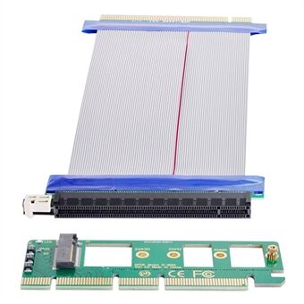 EP-075+SA-001 NGFF M-key NVME AHCI SSD to PCI-E 3.0 X16 Vertical Adapter with PCI-E 16X Extension Cable