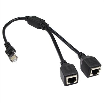 JUNSUNMAY 0.25m 1 Male to 2 Female RJ45 LAN Network Ethernet Splitter Adapter for Cat5 / Cat5e / Cat6 / Cat7 Cable
