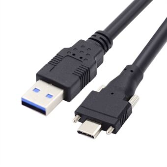 UC-048-4.9M 4.9m USB-A 3.0 Male to Type-C 3.1 Dual Screw Locking 22AWG Data Cable for Camera (without Chip, M2 Screw)