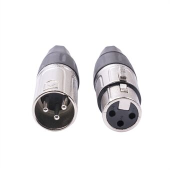 1 Pair XK401 Silver Plated 3Pin XLR Female and Male Connector Microphone Audio MIC Adapter Converter