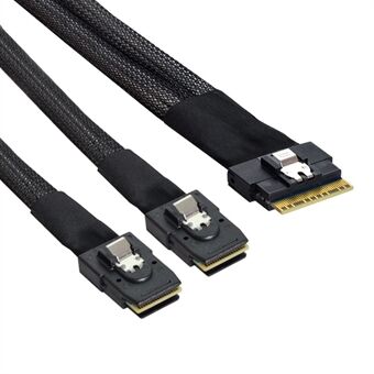 SF-029-0.5M 0.5m PCI-E Ultraport Slimline SAS Slim 4.0 SFF-8654 8i 74pin to Dual SFF-8087 Mini SAS Cable