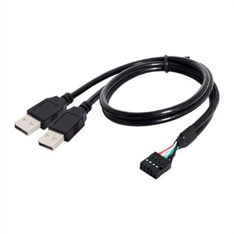U2-128 50cm Motherboard 9Pin Female Housing to Dual USB 2.0 Male Type-A Cable