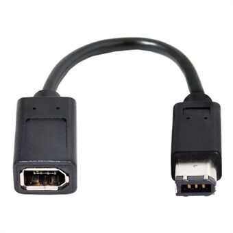CA-001 20cm IEEE 1394 6Pin Female to 1394a 6Pin Male Extension Data Cable 400 to 400 Firewire - Black