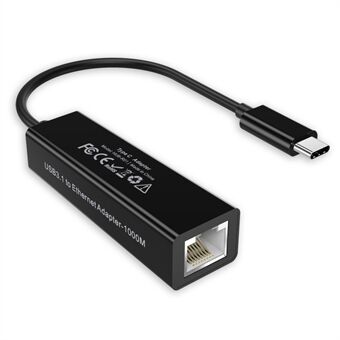 CHOETECH HUB-R01 USB-C to RJ45 10 / 100 / 1000Mbps Ethernet Adapter Cord Network Nickel-plated Connector