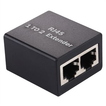 1 to 2 RJ45 Splitter Connector Inline LAN Plugs Ethernet Cable Extender Adapter - Black
