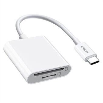 ENKAY HAT-PRINCE Type-C to SD+TF Card Port Card Reader Adapter Cable Connector Portable Dual Slot USB-C Converter Compatible with SD, SDHC, SDXC, MicroSD