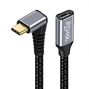 UC-058-UP-0.5M 90-Degree Angled USB-C USB 3.1 Type-C Male to Female Extension Data Cable Aluminum Alloy Connector Braided Cord