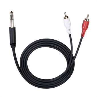 1.5m 6.35mm Male to Dual RCA Male Audio Cable HiFi Stereo Aux Adapter Splitter Cable Cord for Mixer