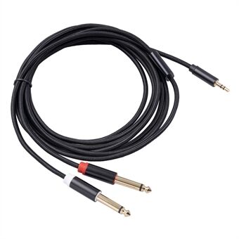 1m Audio Cable 3.5mm to Double 6.35mm Aux Cable 2 Mono 6.35 Jack to 3.5 Male for Phone to Mixer Amplifier