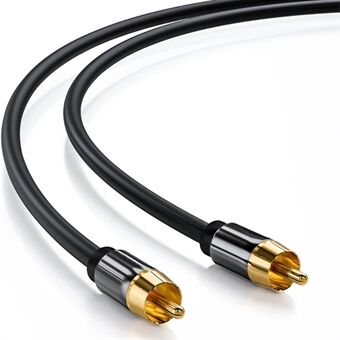 1m Digital Audio Coaxial 75 Ohm Cable 24K Gold-Plated Connector SPDIF RCA Connection Line TPE Cord