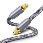 15m Toslink Gold-Plated Optical Cable Digital Optical Audio Cord Strain-Relief Fiber Optic Line for PS4 Xbox (Style A)