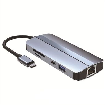 2206 For MacBook 9-in-1 Type-C Multi-Interface Hub Splitter HD+USB3.0+USB2.0+PD+USB-C+RJ45+SD+TF Slots Adapter Docking Station
