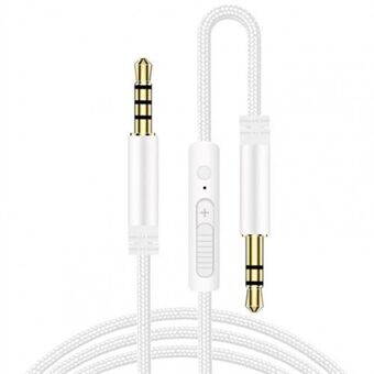 1.2m Earphone Cable Audio Extension Cable Jack 3.5mm to 3.5mm Male to Male Aux Cable Cord with Sliding Volume Control Mic