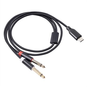 3708 1m Stereo Audio Cable Type-C Male to Dual 6.35mm Audio Cord for Amplifier Mixing Console Speaker