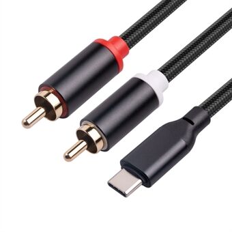 1m USB C to RCA Audio Cable Type-C to 2 RCA Cable for iPhone Sumsung Xiaomi Speaker Home Theater TV (Built-in DAC Chip)