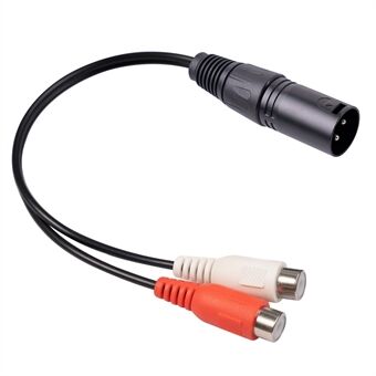 3713 20cm 3Pin XLR Male to Dual RCA Female Audio Cable Mixer Power Amplifier Microphone Cord