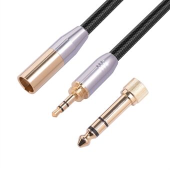 3.5mm Male to MINI XLR 3PIN Cable Set with 6.35mm Adapter 3.5mm+6.35mm Audio Cable Compatible with 3.5mm+6.35mm Audio Devices