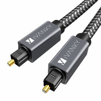 iVANKY OC03 3m Woven Nylon Digital Audio Hifi Toslink Fiber Cable for Home Theater/TV/PS4/Xbox/Freebox - Grey