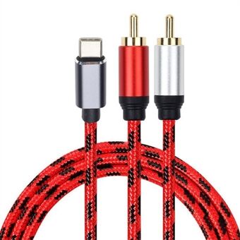 0.5m Type-C Male to Dual RCA Male Stereo Audio Adapter Y Splitter Cable Cord