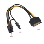 20cm SATA Power Cable Single 15pin SATA to 8pin(6+2) PCI-E Adapter Cable