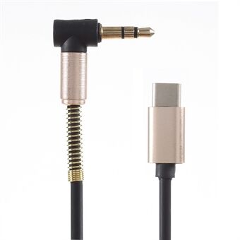 Type-C Male to Angled 3.5mm Plug Audio Cable Type-C Audio Cable for Samsung Note 8/S8 etc. - Gold Color
