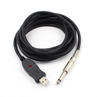 3 Meters USB Guitar Cable 6.3mm Jack to USB Connection Instrument Cable Adapter