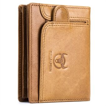 BULLCAPTAIN 037 RFID Blocking Wallet Top-Layer Cowhide Leather Card Carrying Pouch Coin Storage Bag