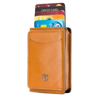 BULLCAPTAIN 464 Top Layer Cowhide Leather Men Wallet Automatic Pop Up Metal Card Case