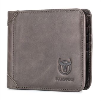BULLCAPTAIN 031 Business Casual Top Layer Cowhide Men Short Wallet Cards Cash Storage Bag