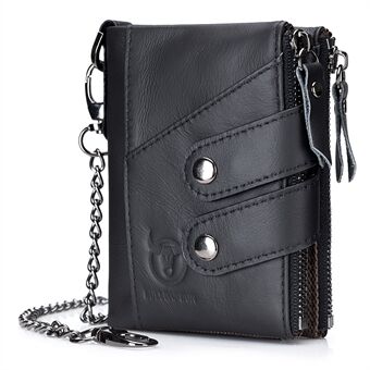 BULLCAPTAIN 0201 Retro Top-Layer Cowhide Leather Wallet RFID Blocking Card Storage Bag