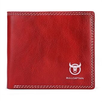 BULLCAPTAIN 032 Top-Layer Cowhide Leather Large Wallet Coin Card Storage Bag with Gift Box Package