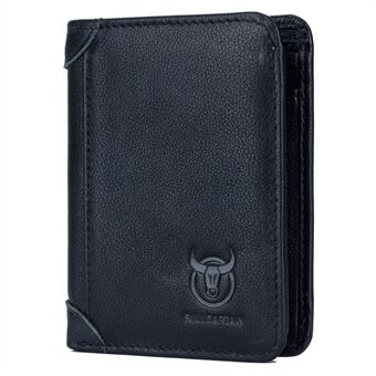 BULLCAPTAIN 031 Multifunction RFID Blocking Wallet Top-Layer Cowhide Leather Card Carrying Pouch Coin Bag