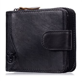 BULLCAPTAIN 033 Top-layer Cowhide Leather Wallet Billfold Card Bag Pouch with RFID Blocking Function (Horizontal Style)