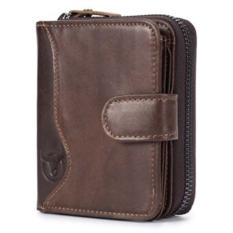 BULLCAPTAIN 033 RFID Blocking Wallet Billfold Top-layer Cowhide Leather Card Bag Pouch (Vertical Style)