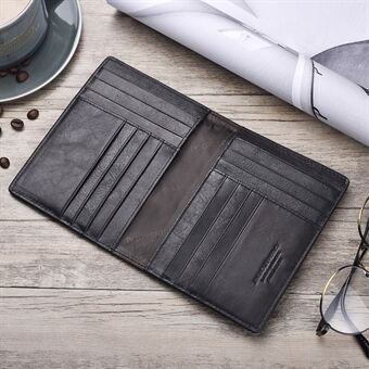 Vintage Multi-function Genuine Leather Card Holder - Black